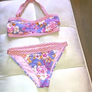 NWOT Nanette Lepore Purple and Pink Watercolor Bikini